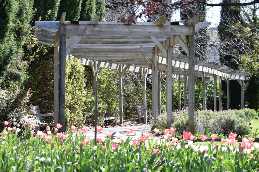 a gazebo in a garden