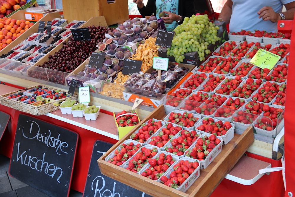 a table full of fruits