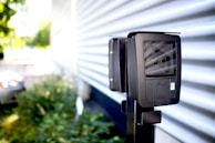 A portable network device set up in an outdoor environment.