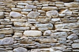 A rustic stone masonry wall showcasing precise craftsmanship with varied natural stones fitting tightly together.
