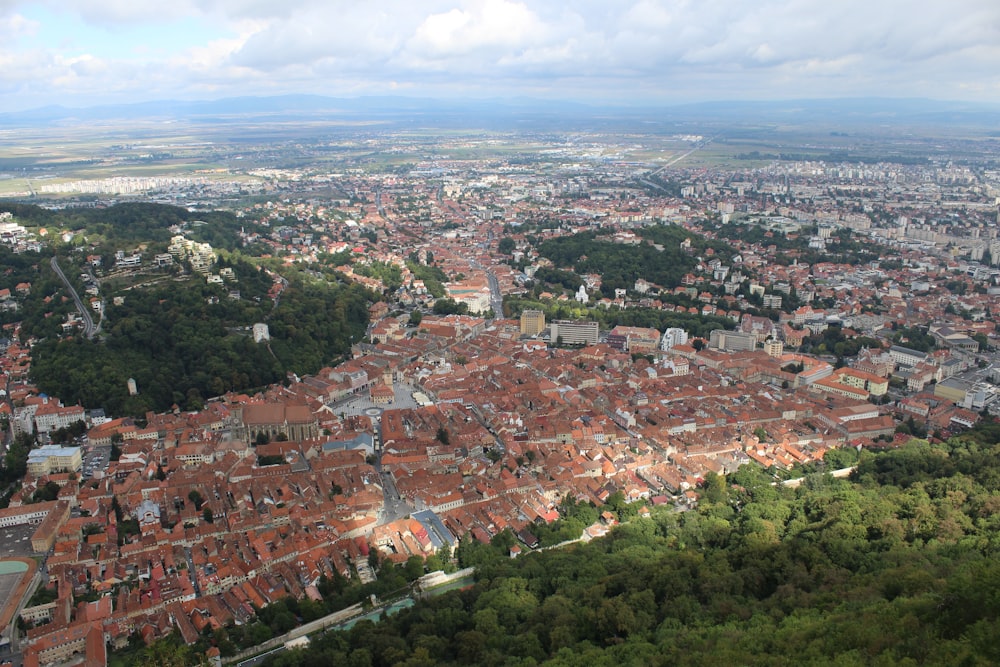 an aerial view of a city