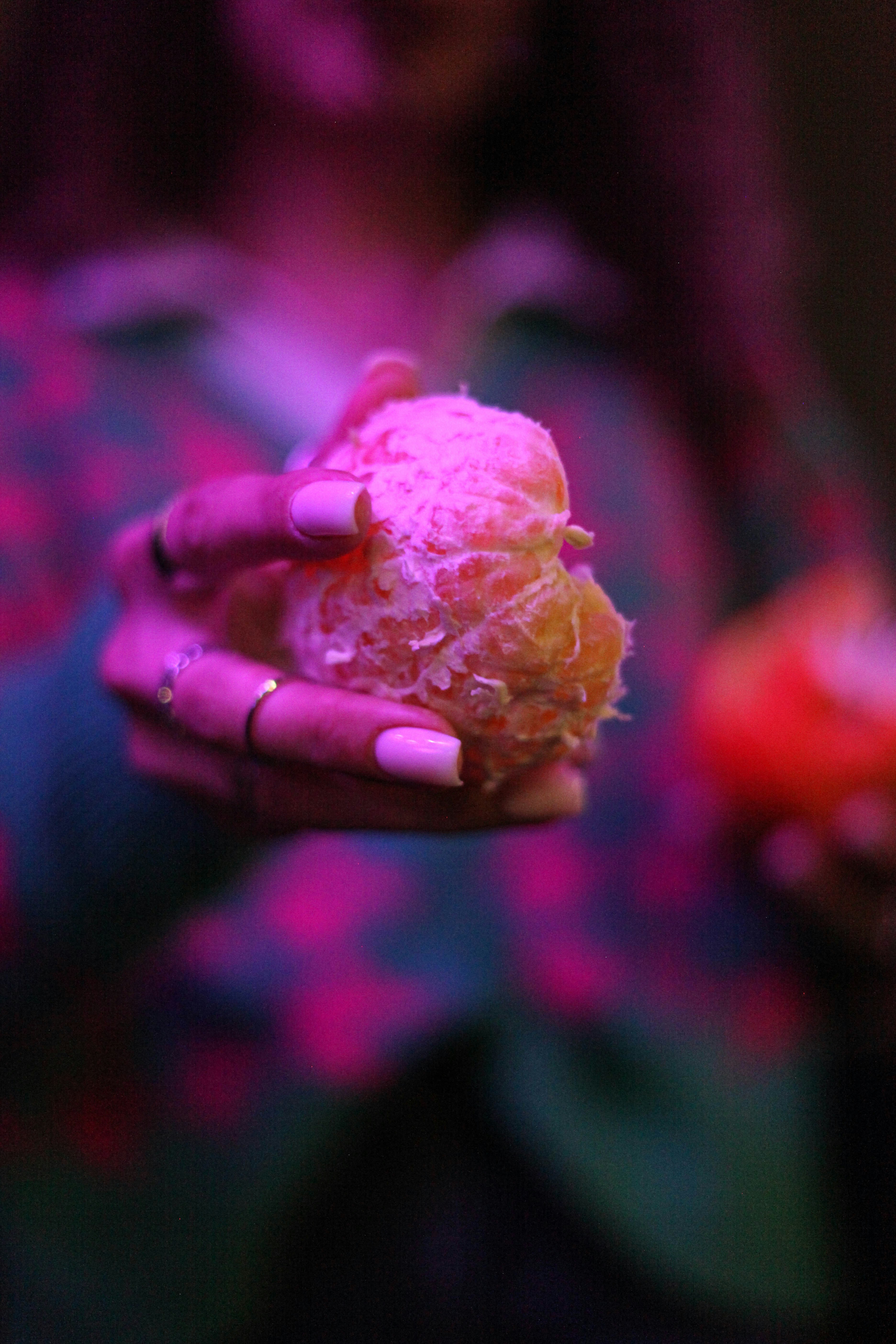 une personne tenant un cornet de crème glacée rose