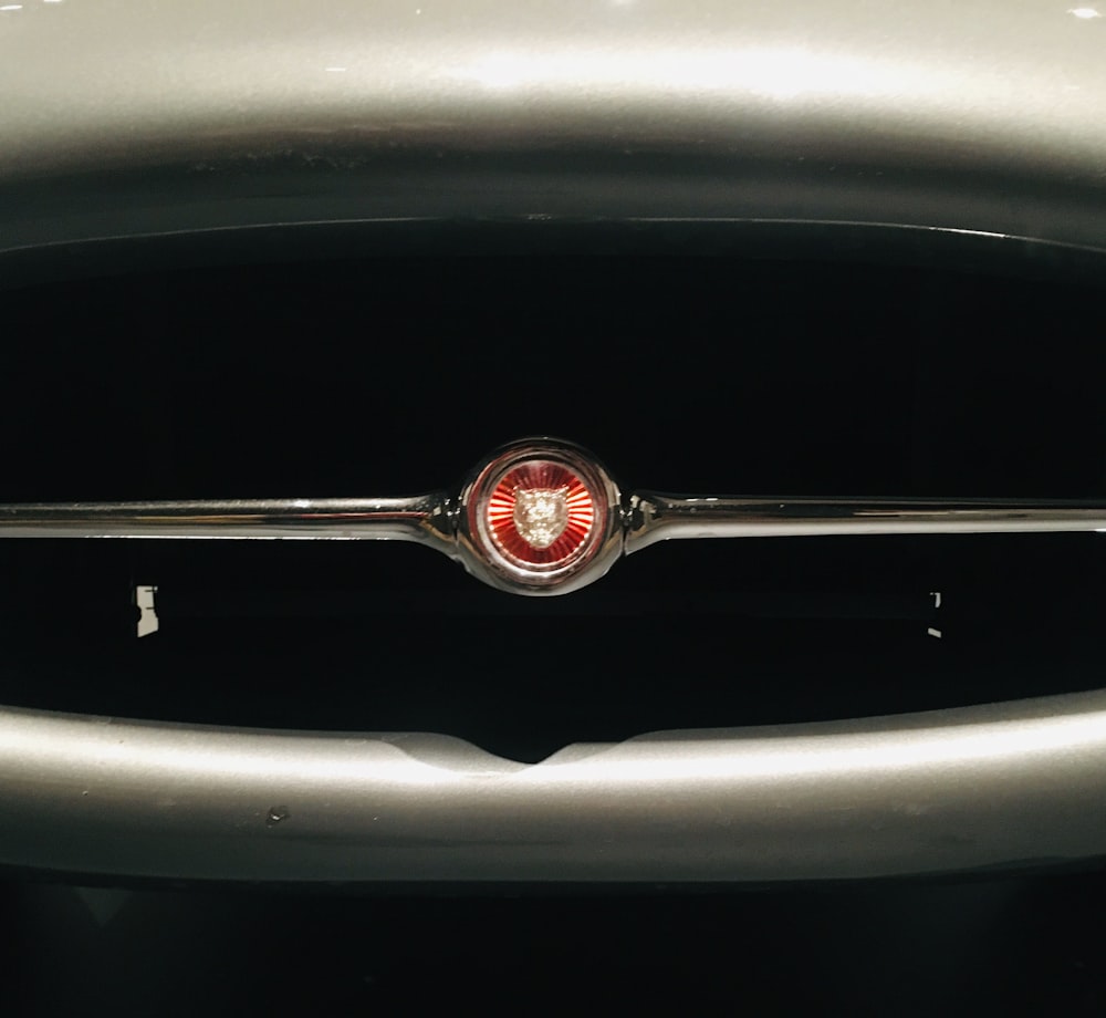 a close up of a car's headlight