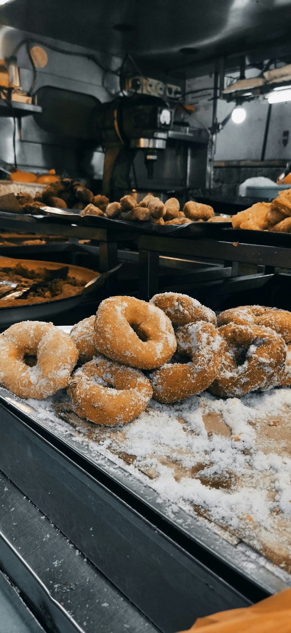 donuts on a conveyor belt