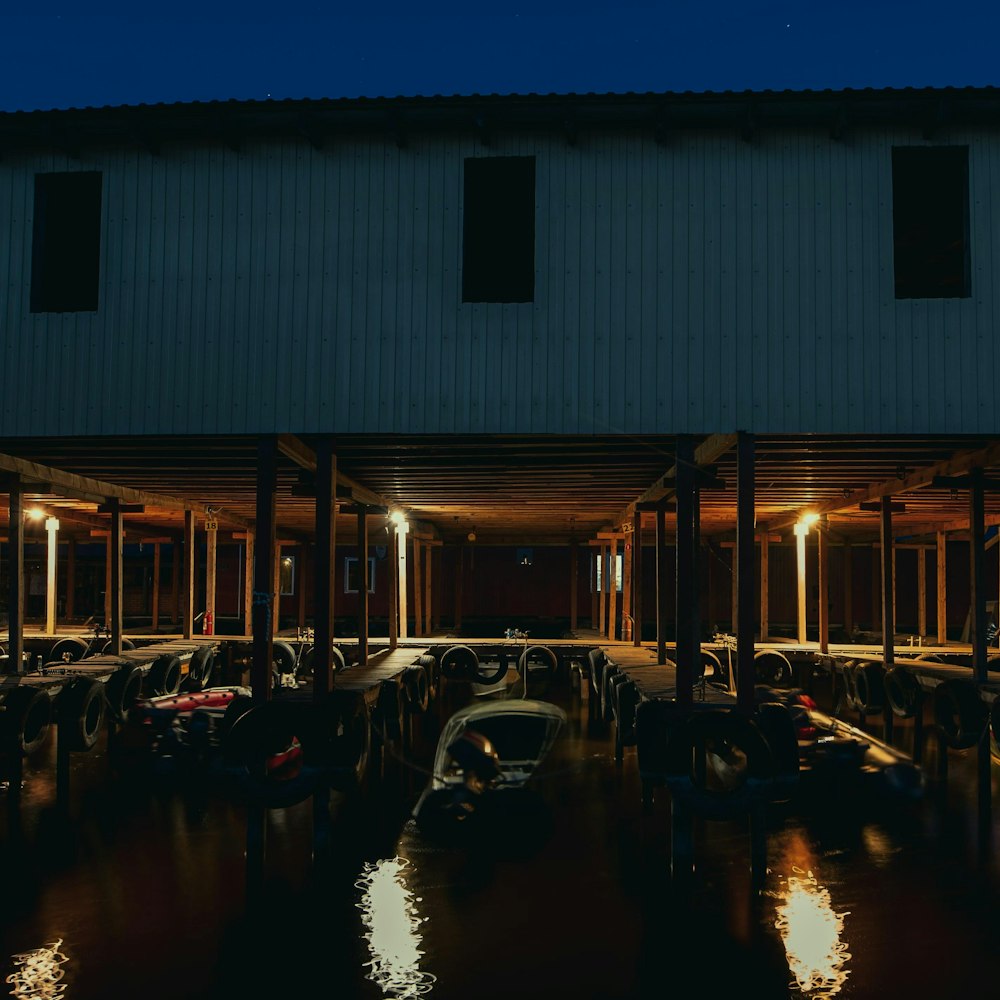 a train station at night