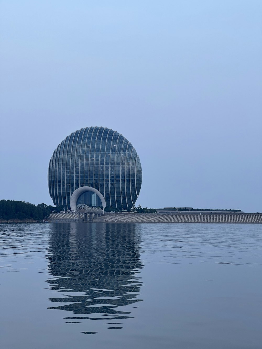 a large building with a round top