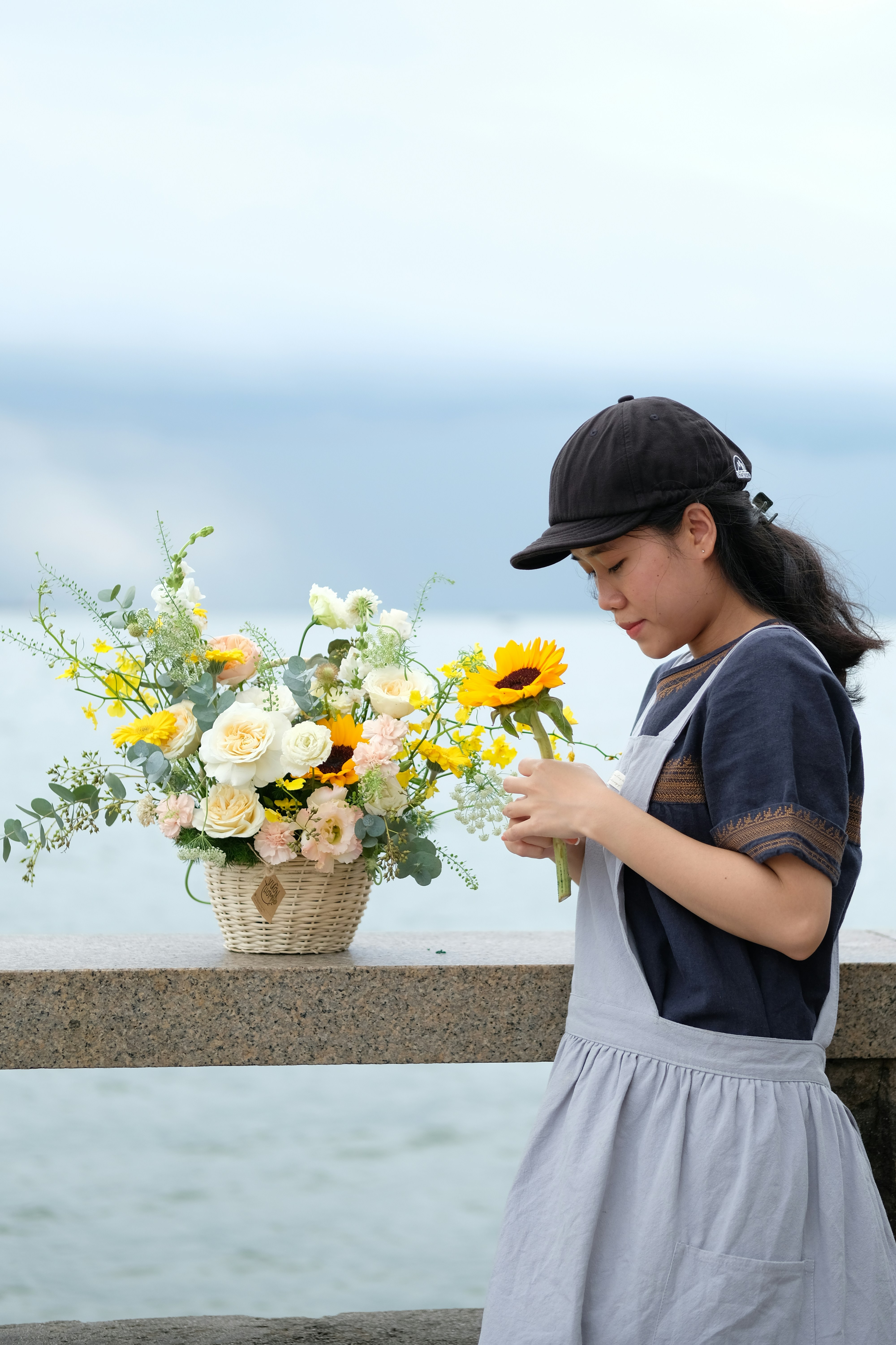 a person holding flowers