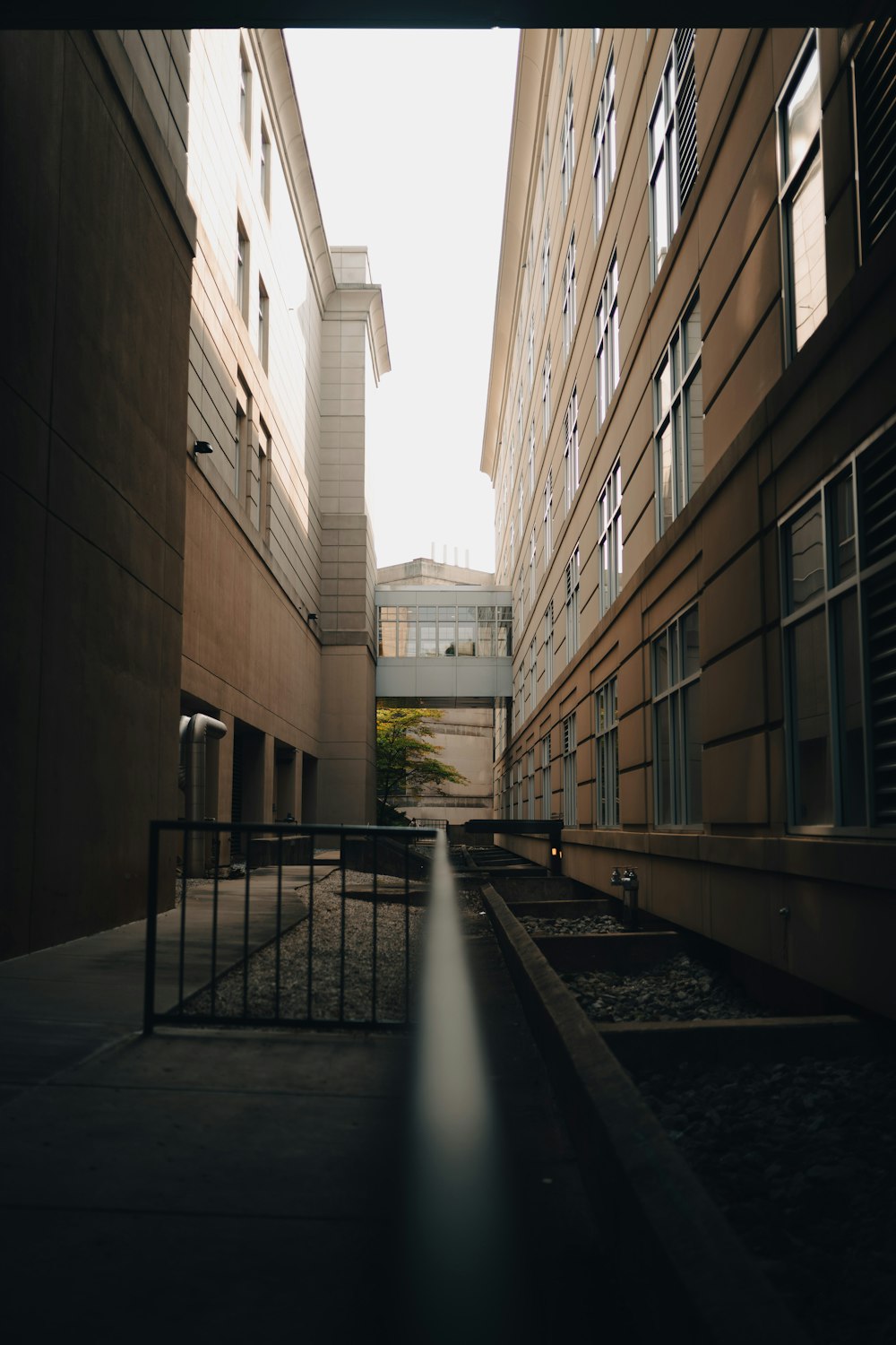 a street between buildings