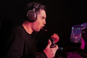 A close-up of a player focused on their screen, immersed in an exciting game.