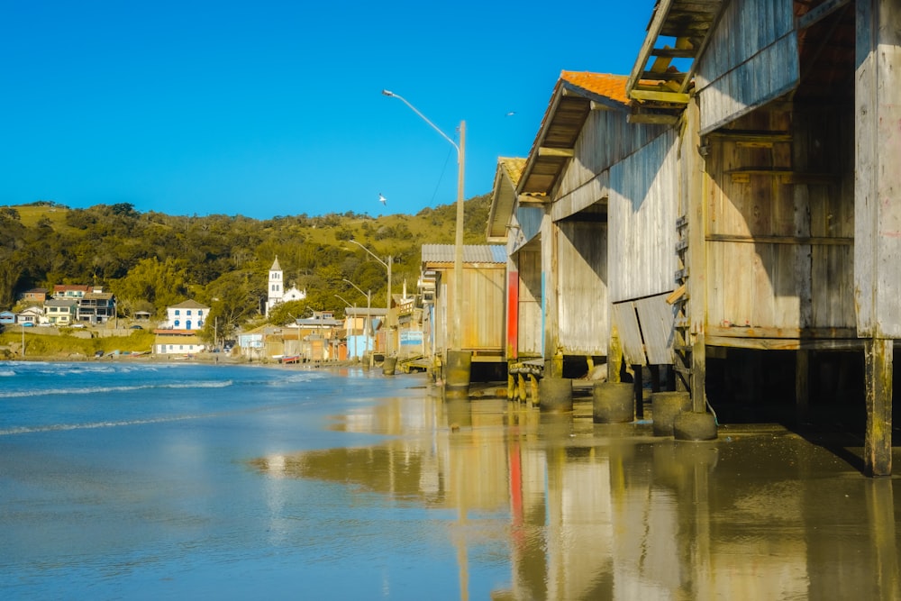 a body of water with buildings along it