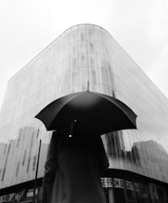 a building with a large glass front
