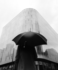 a building with a large glass front