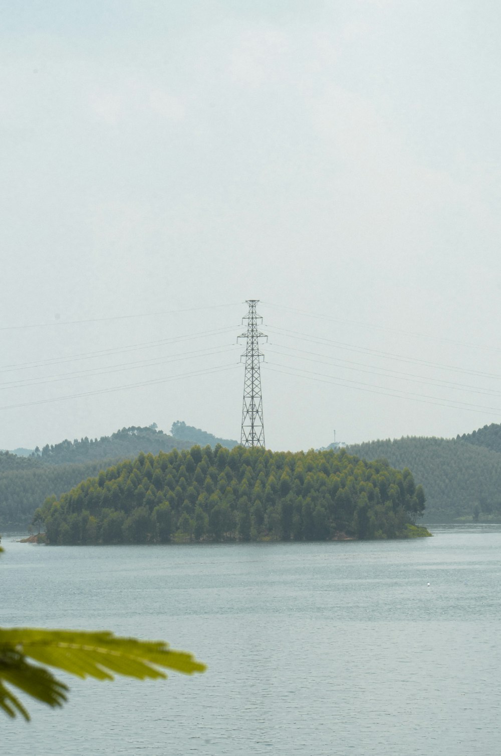 a small island with a tower on it
