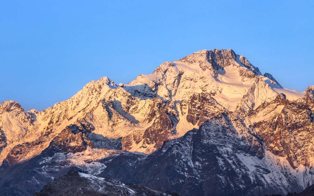 a mountain with snow