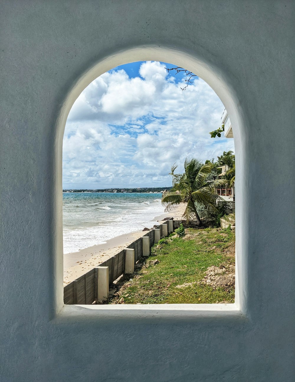 a view of the ocean from a window