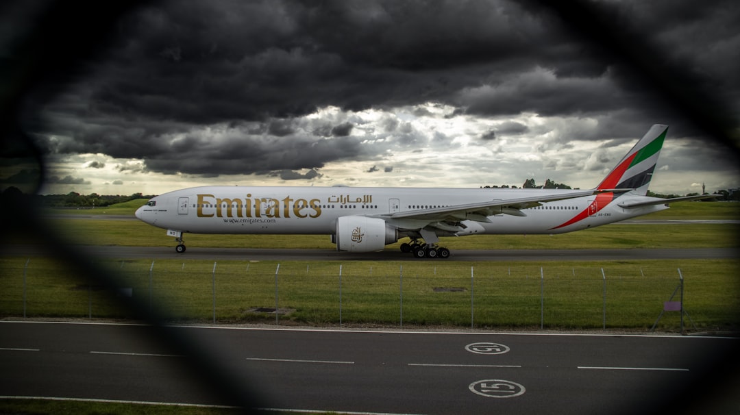a large airplane on the runway,