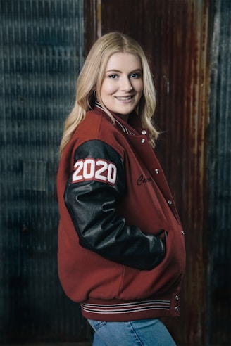 a person wearing a red jacket
