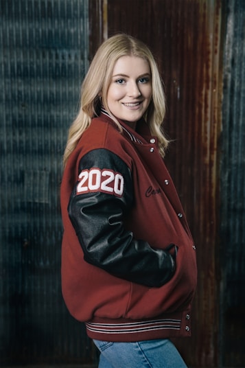 a person wearing a red jacket
