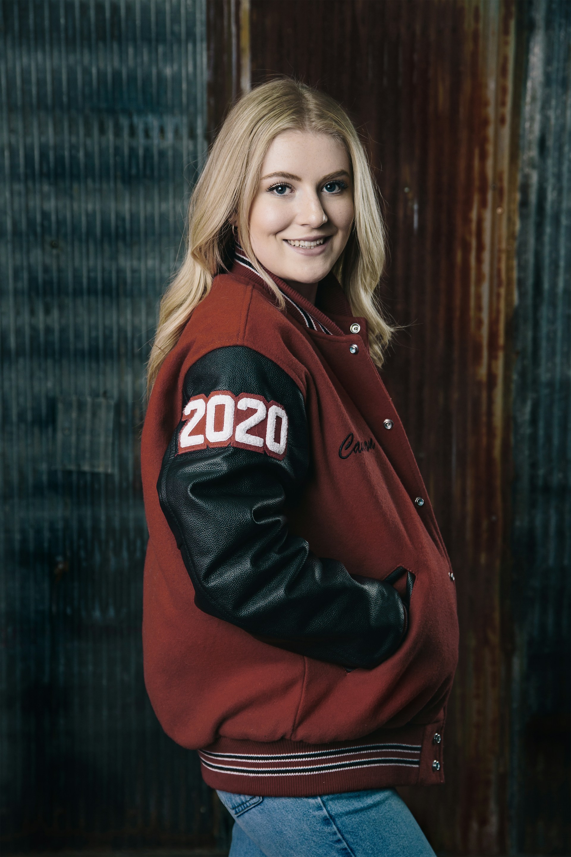 a person wearing a red jacket