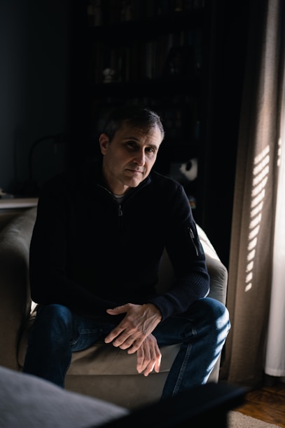 a man sitting on a couch
