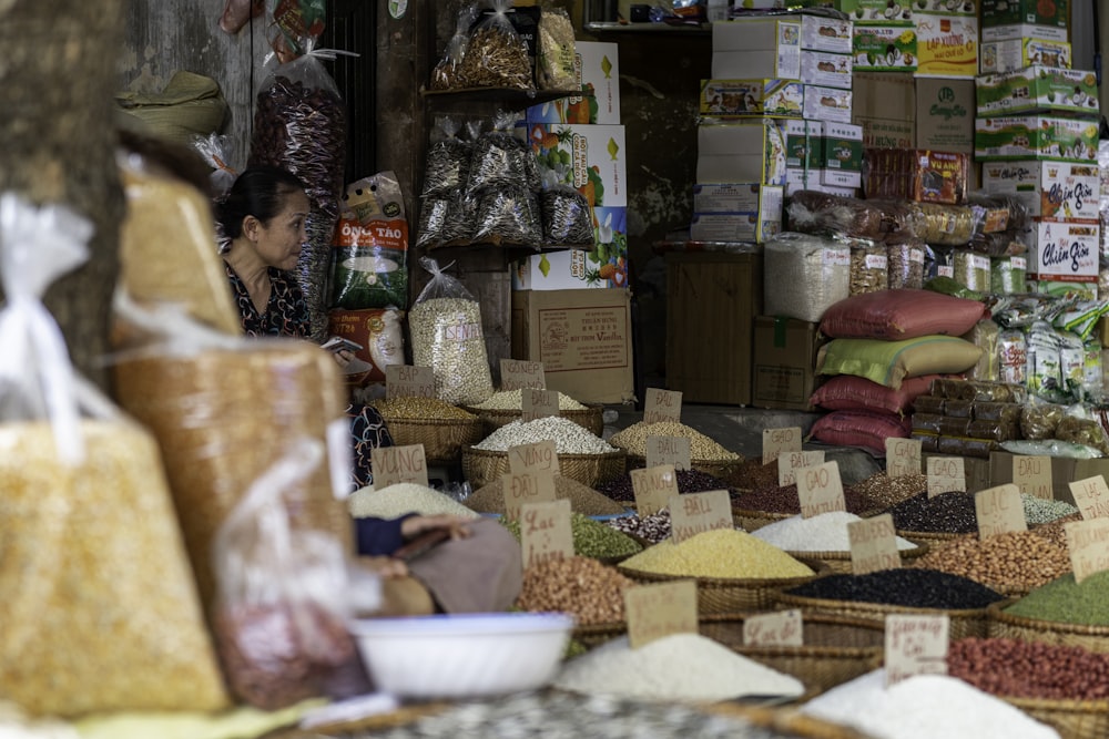 a person selling food in a market