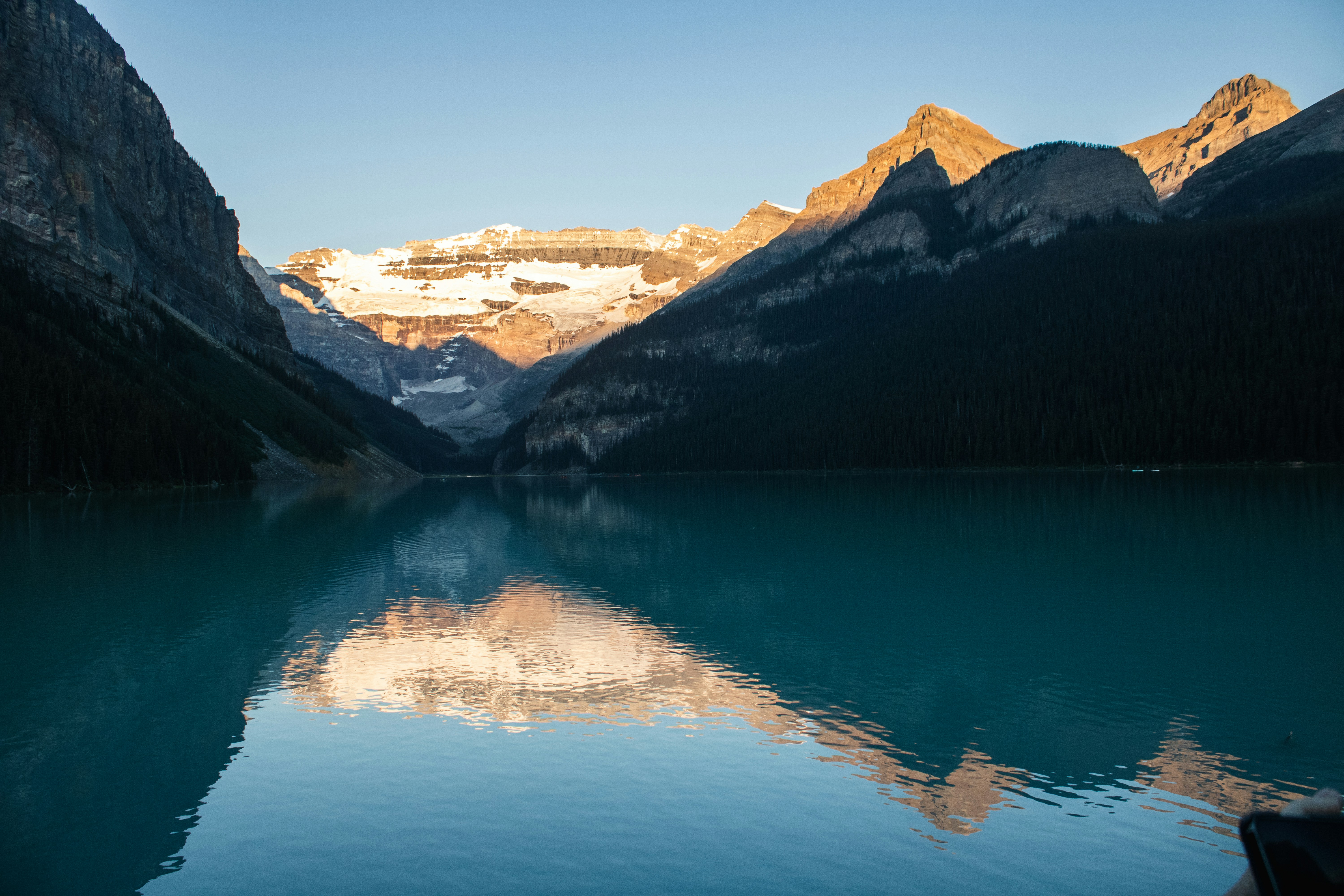 Sunrise over a mountain lake in the Canadian Rockies