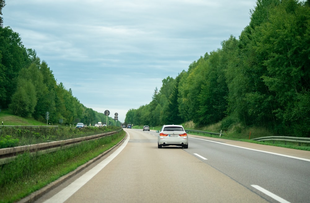 a car driving down a road