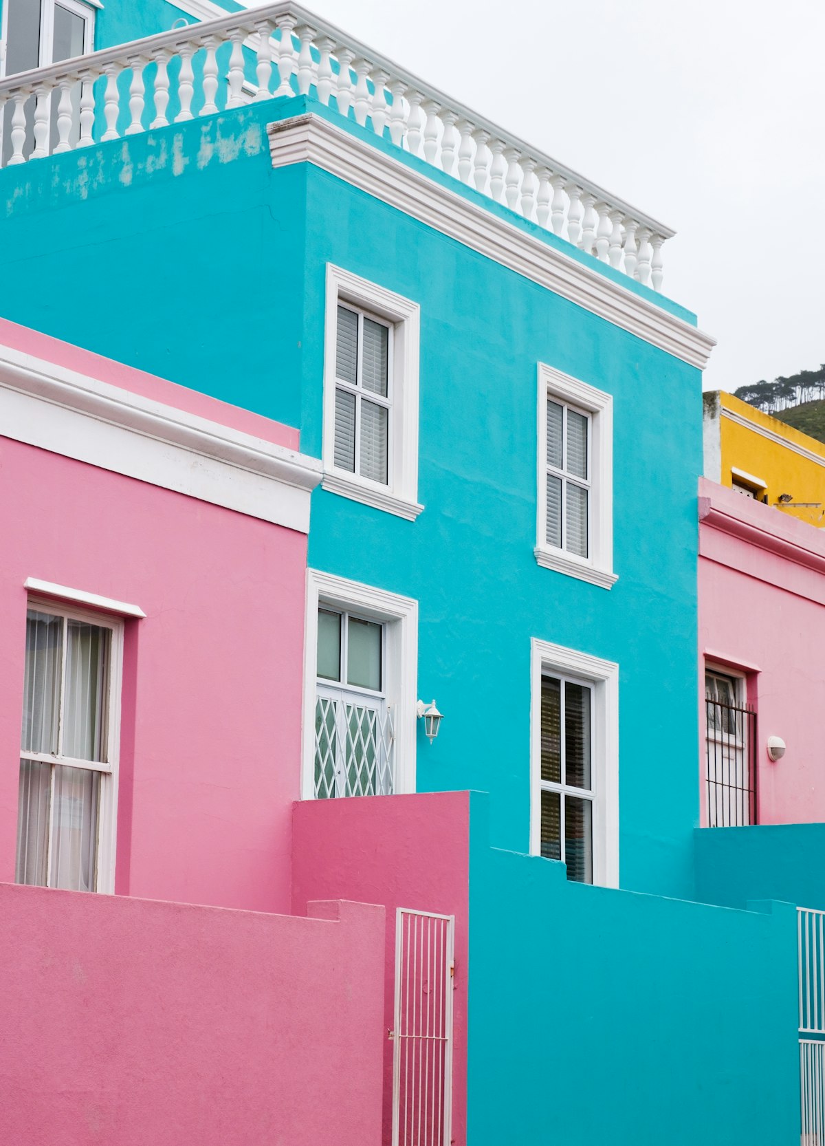 Bo-Kaap Cape Town — iconic colourful pastel Cape Malay houses on a cobbled hillside street