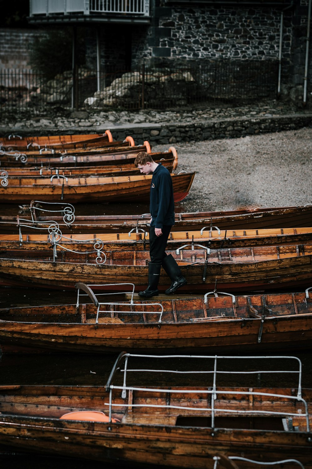 a person standing on a deck