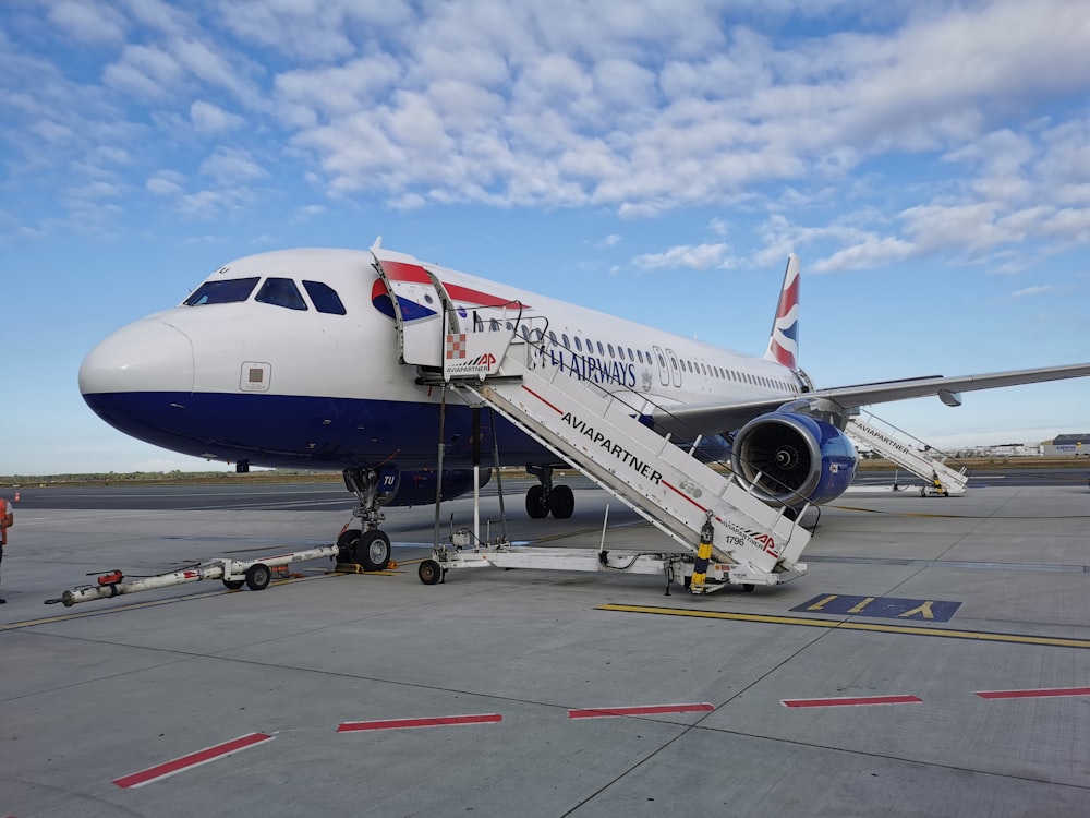 a large airplane is being prepared for a flight