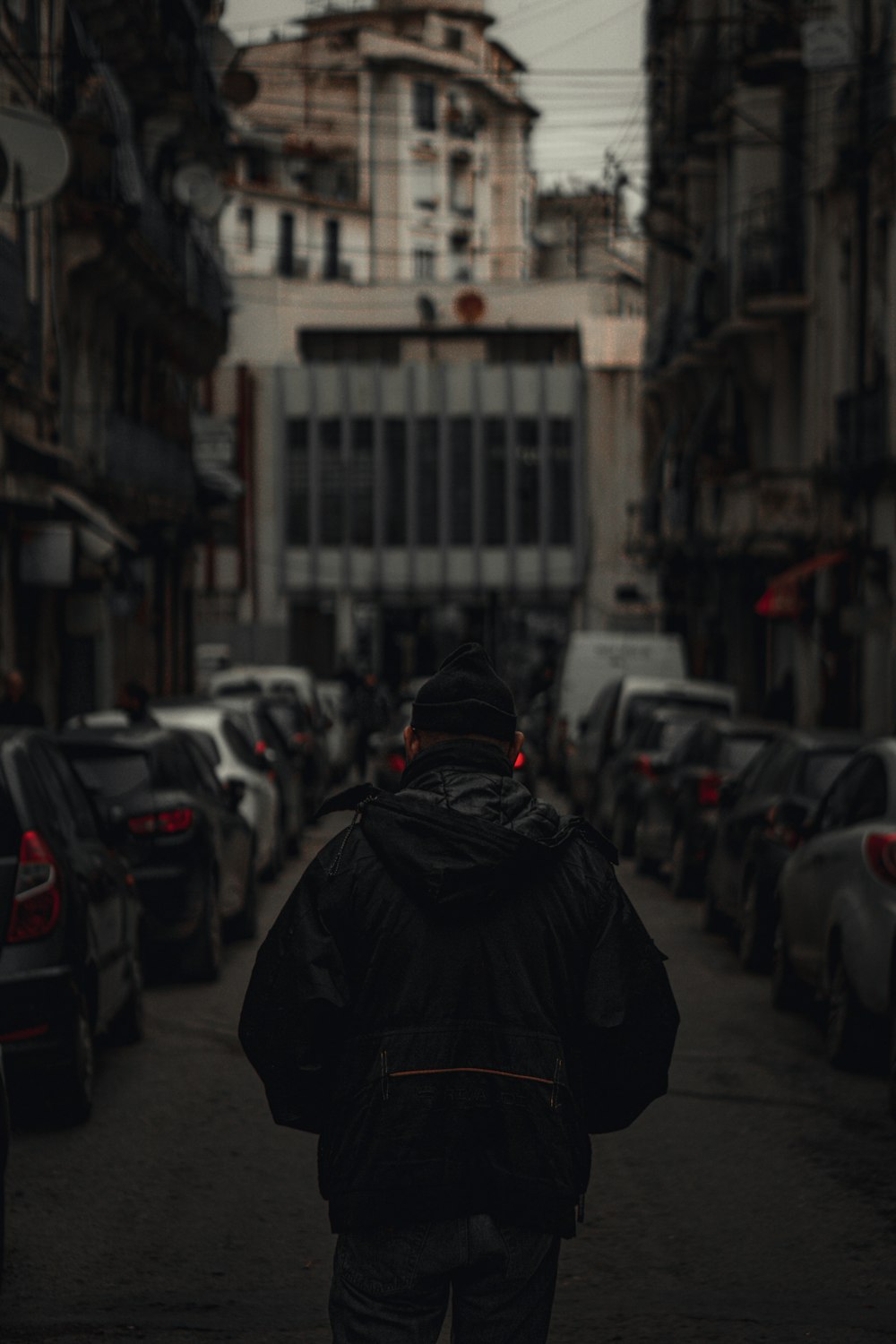 a person walking down a street