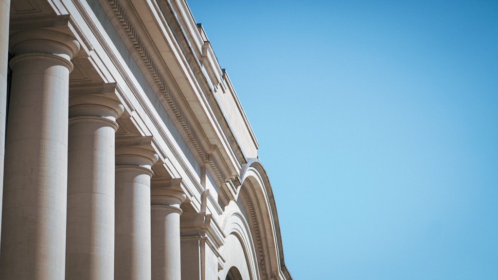 a building with columns