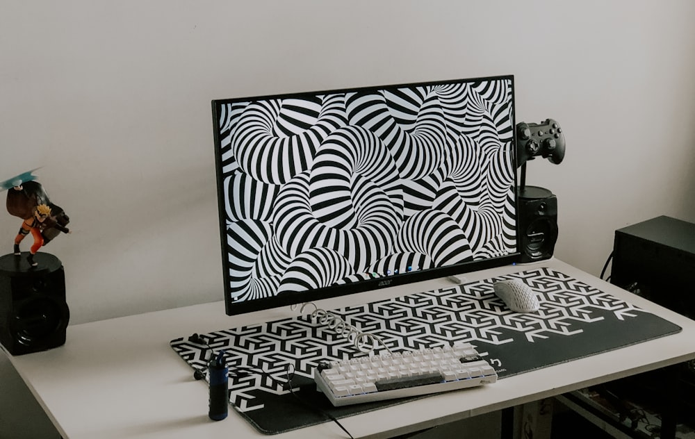 a black and white photo of a computer