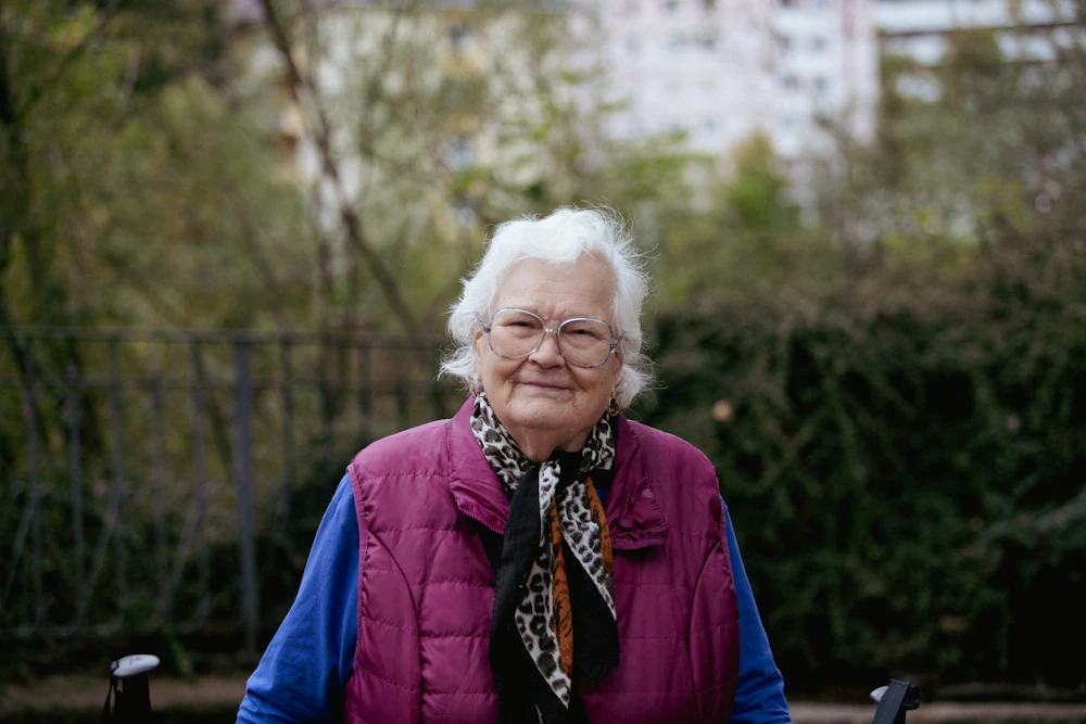 Elderly client smiling