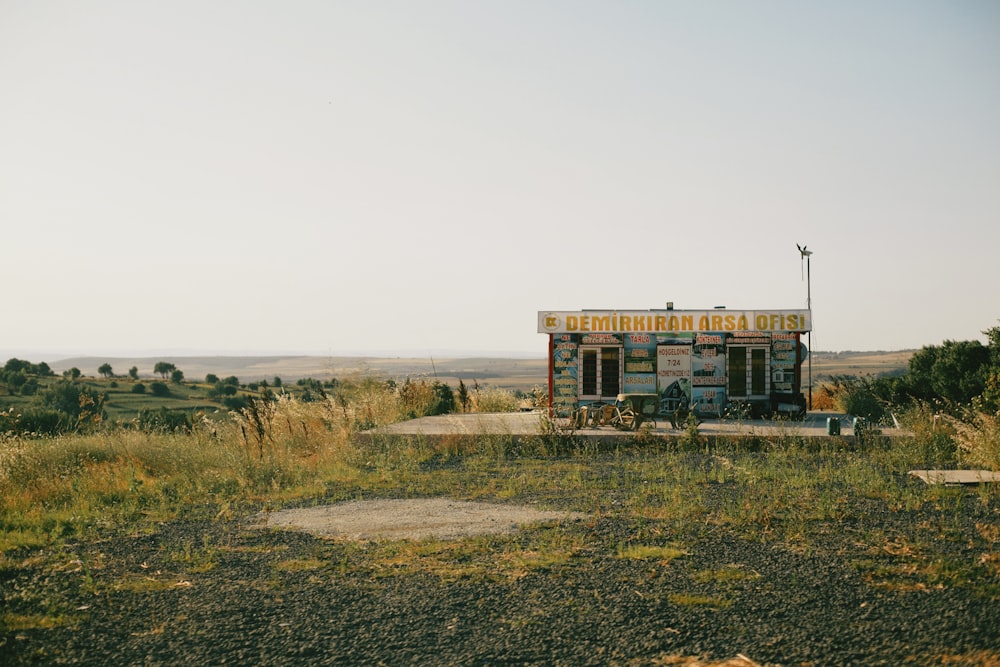 a bus in a field