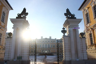 a gated entrance to a building