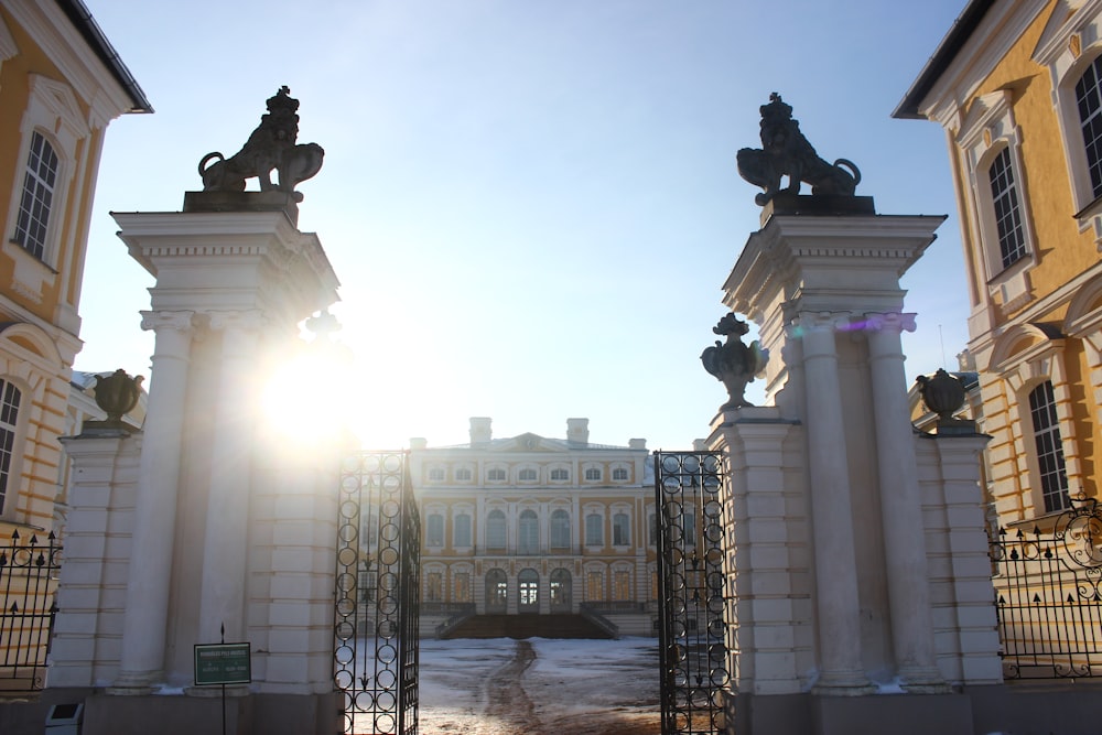 a gated entrance to a building