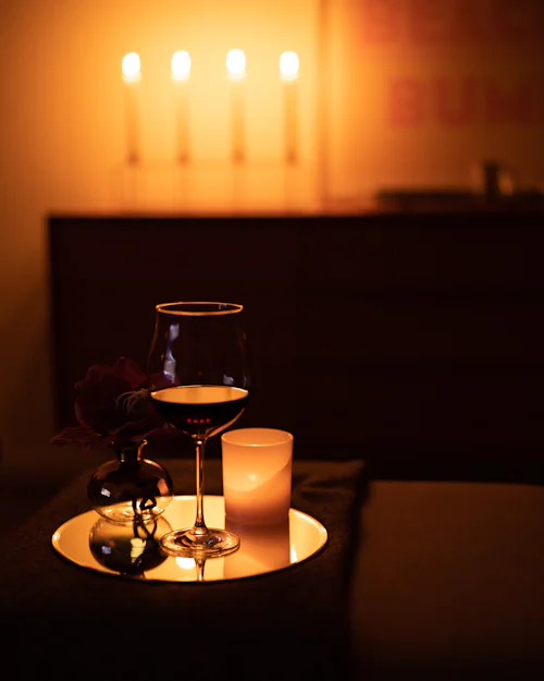Wine and candlelight