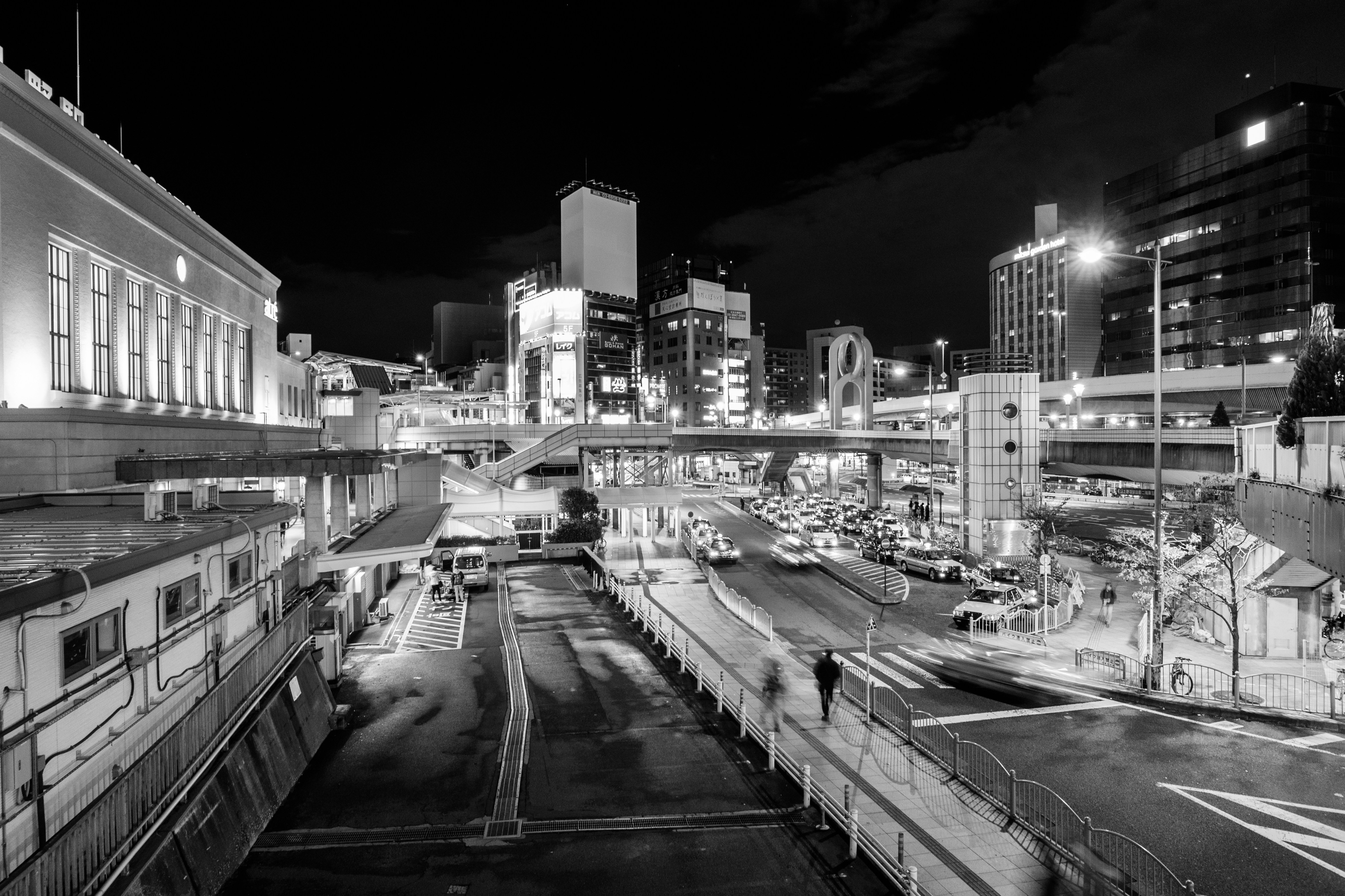 a city street at night