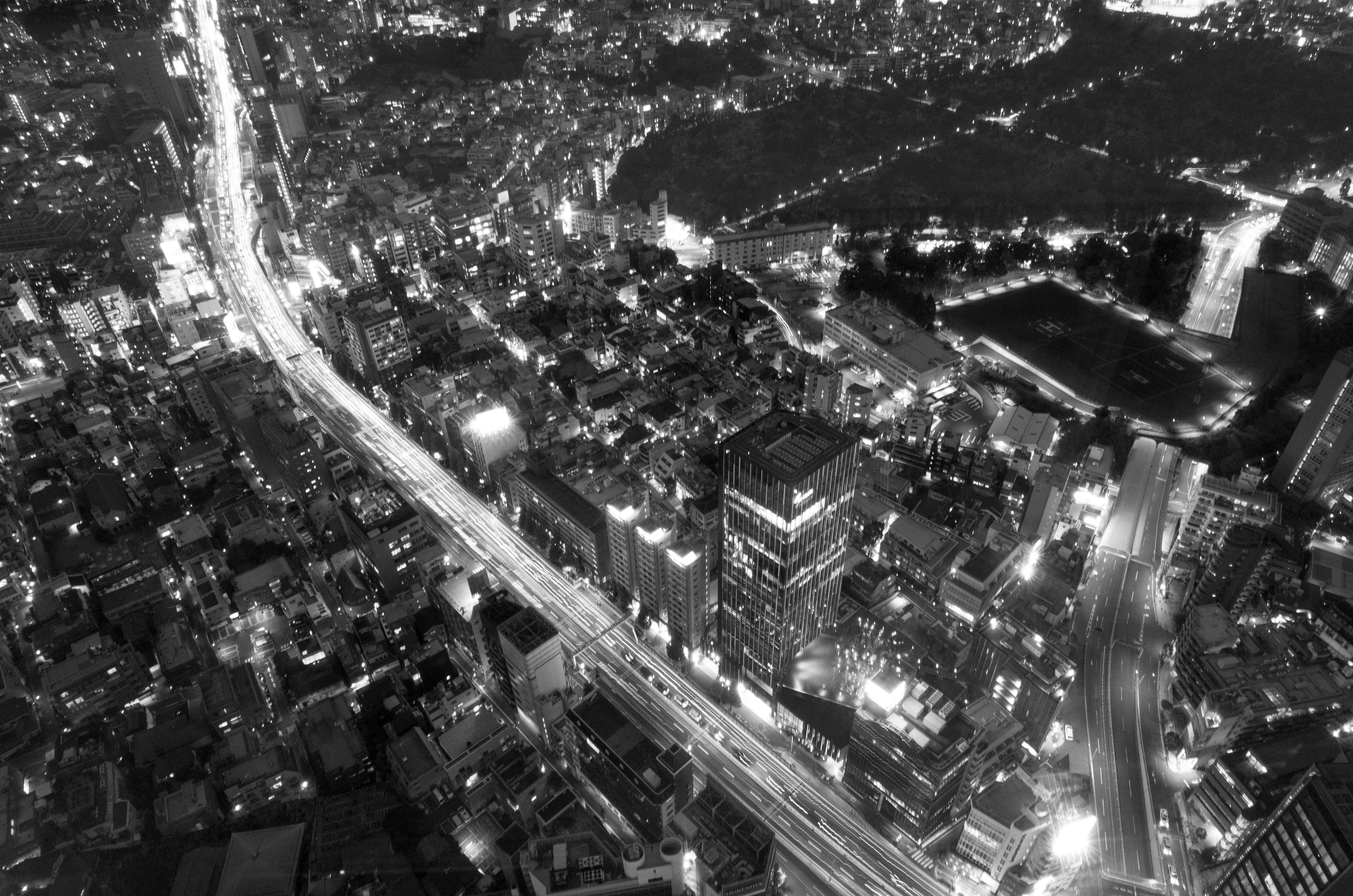 an aerial view of a city