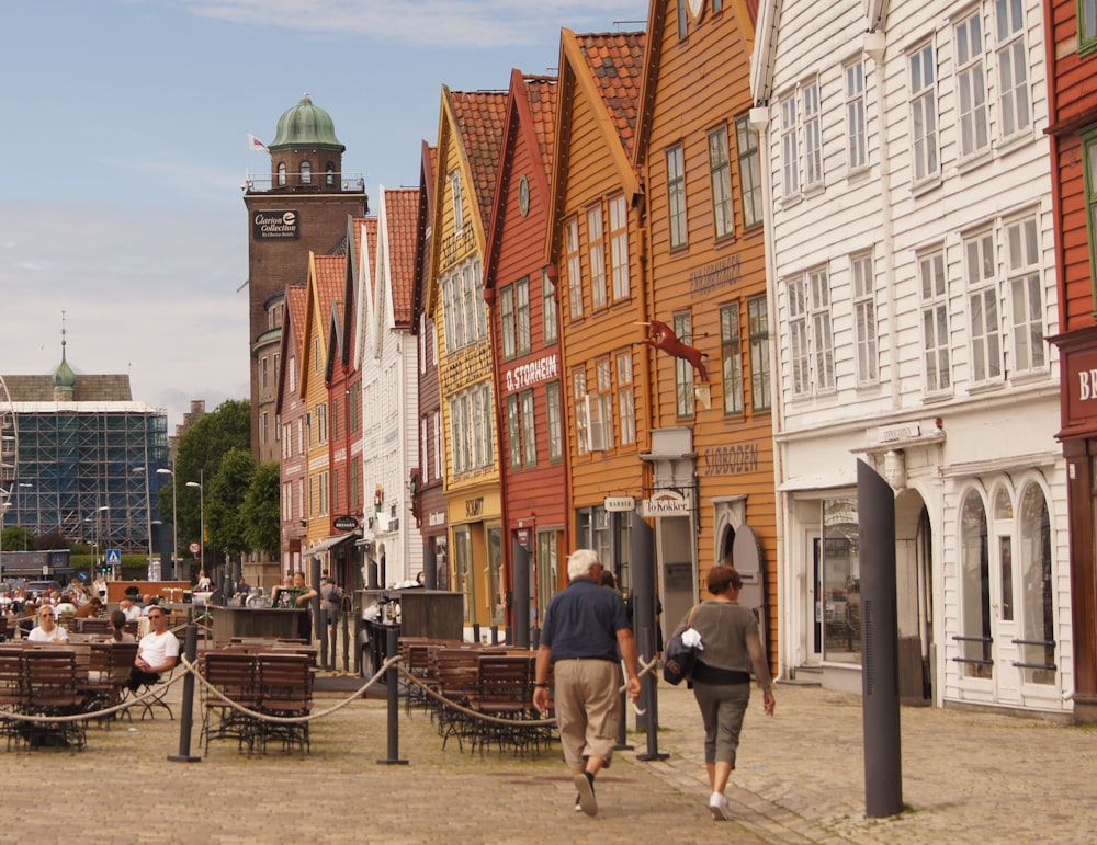 a couple walking on a street