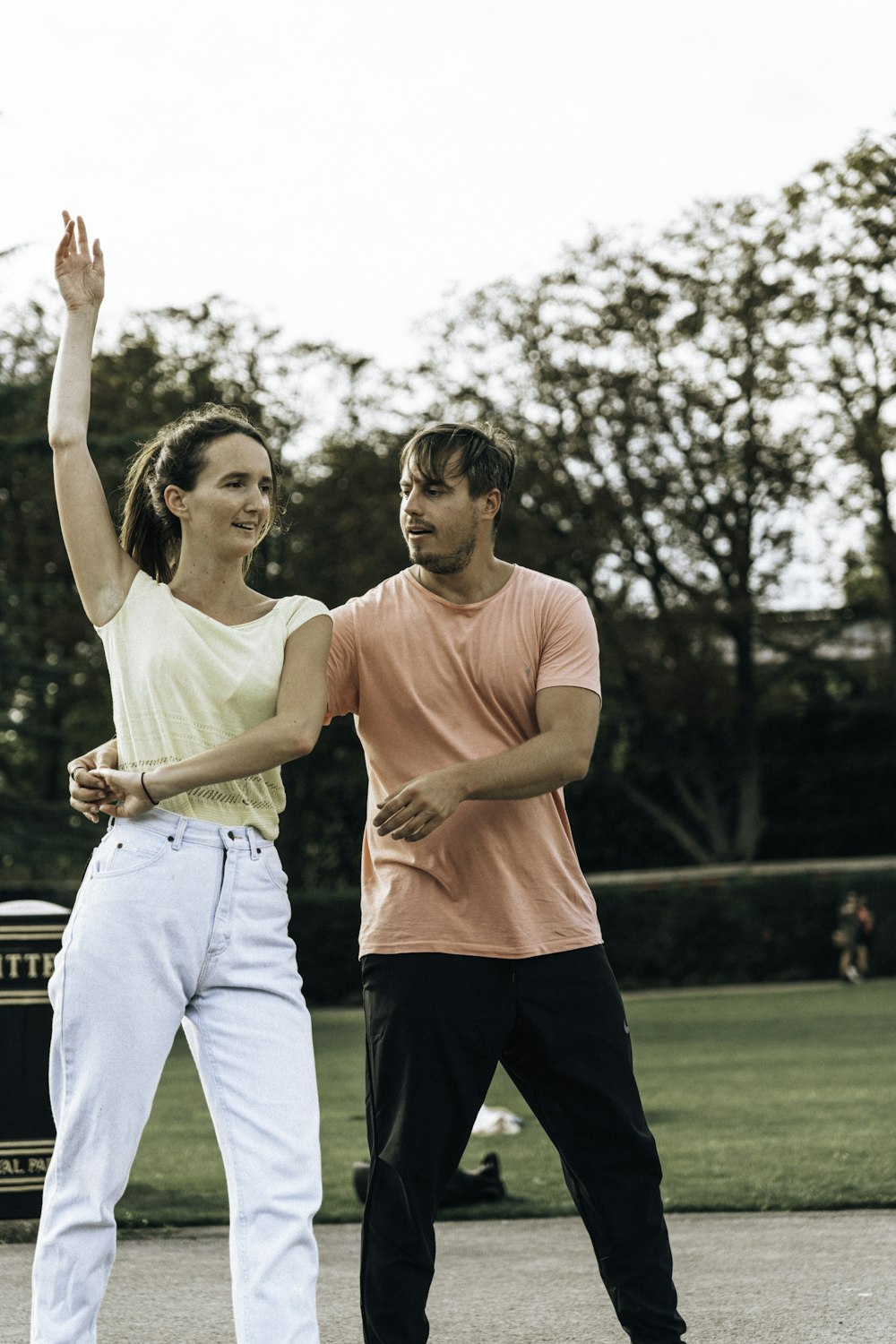 a man and woman dancing