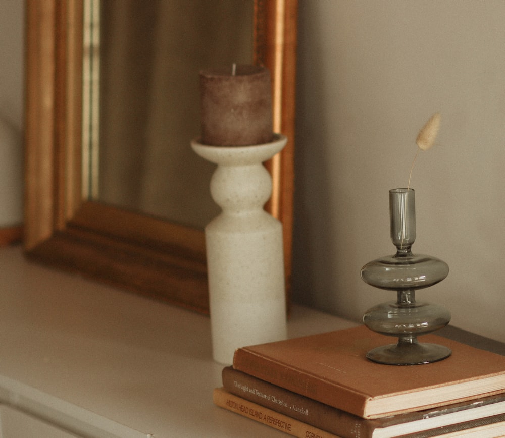 a couple of candles on a table