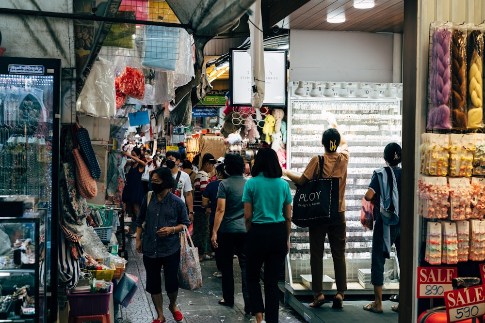 people walking in a store