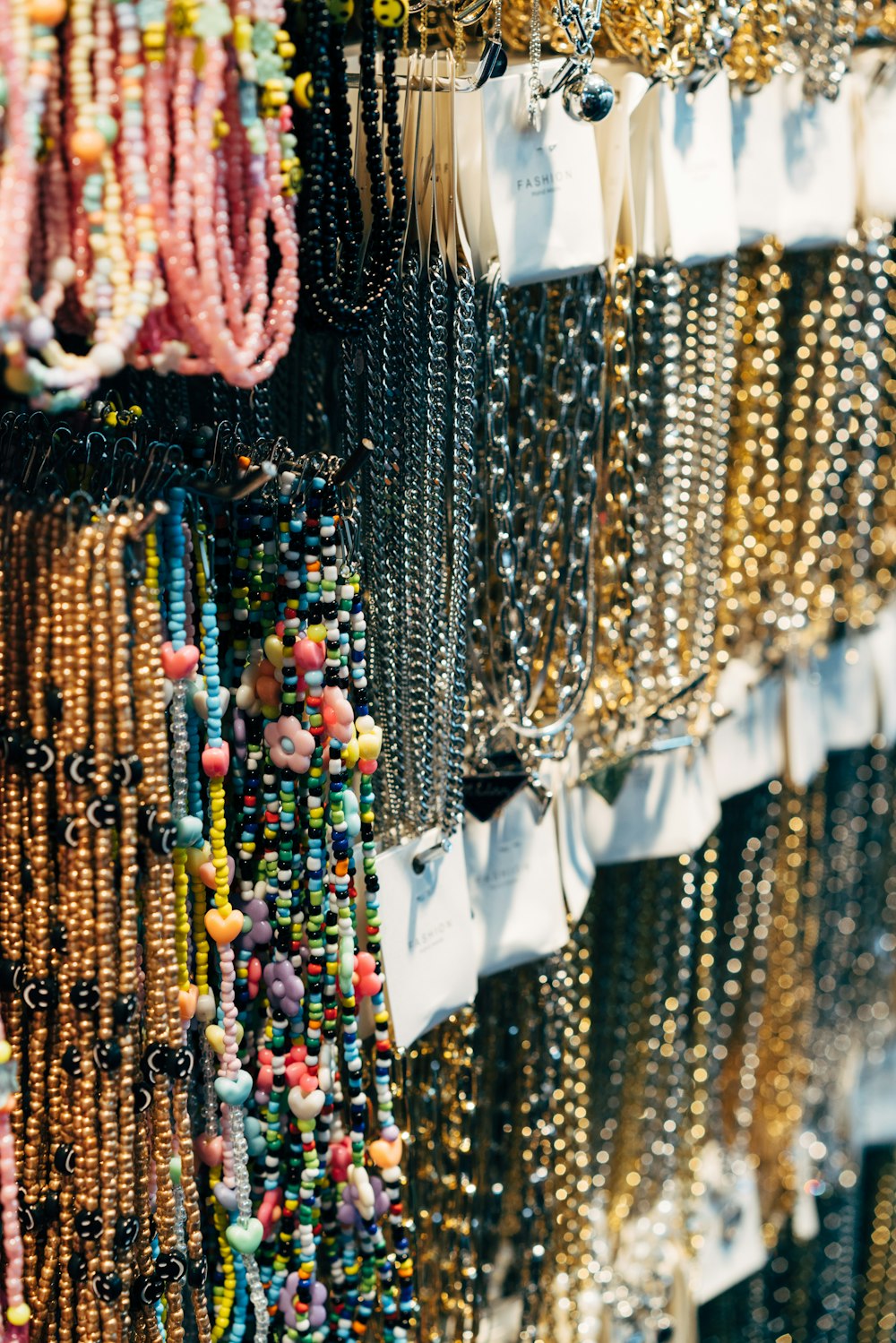 a group of colorful beads from a string