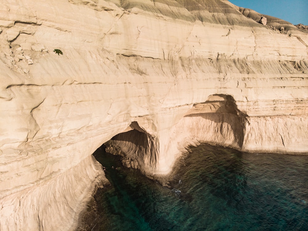 a large rock cliff