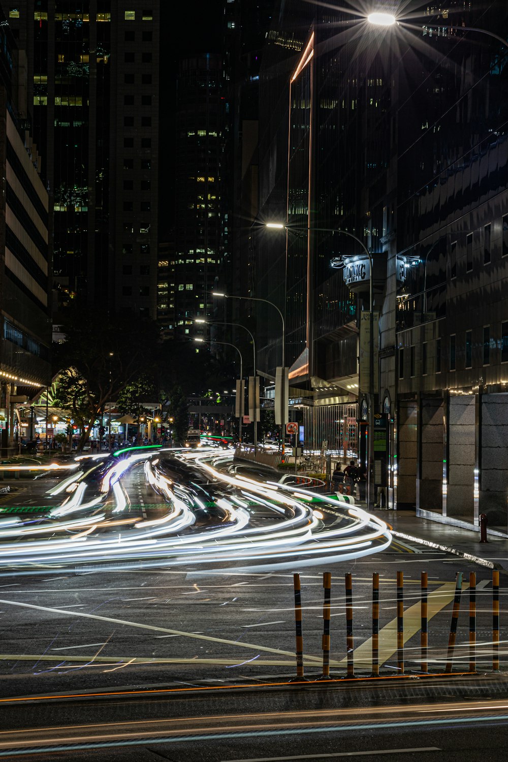 a city street at night