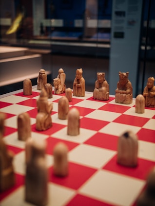 a chess board with chess pieces