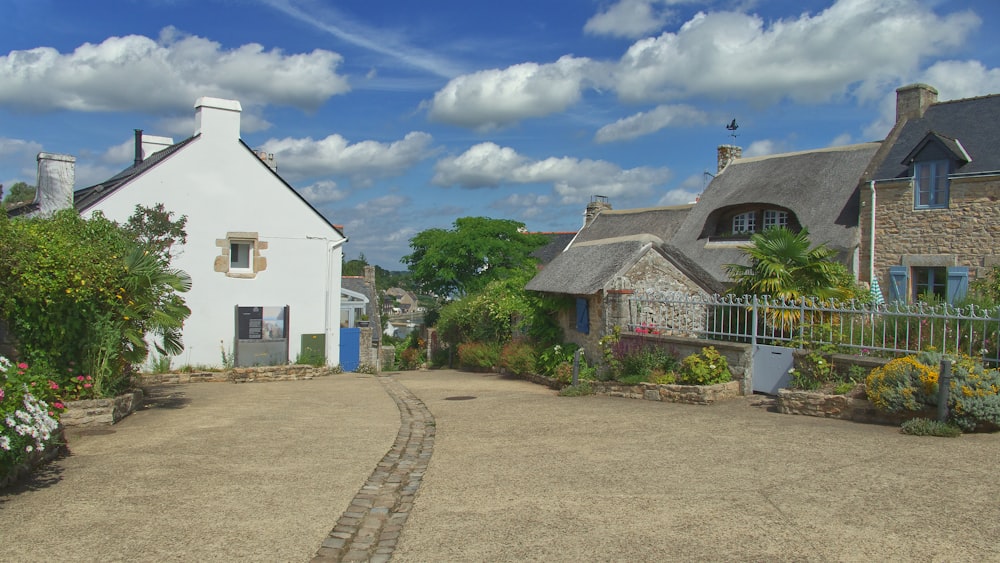 a small garden in front of a house