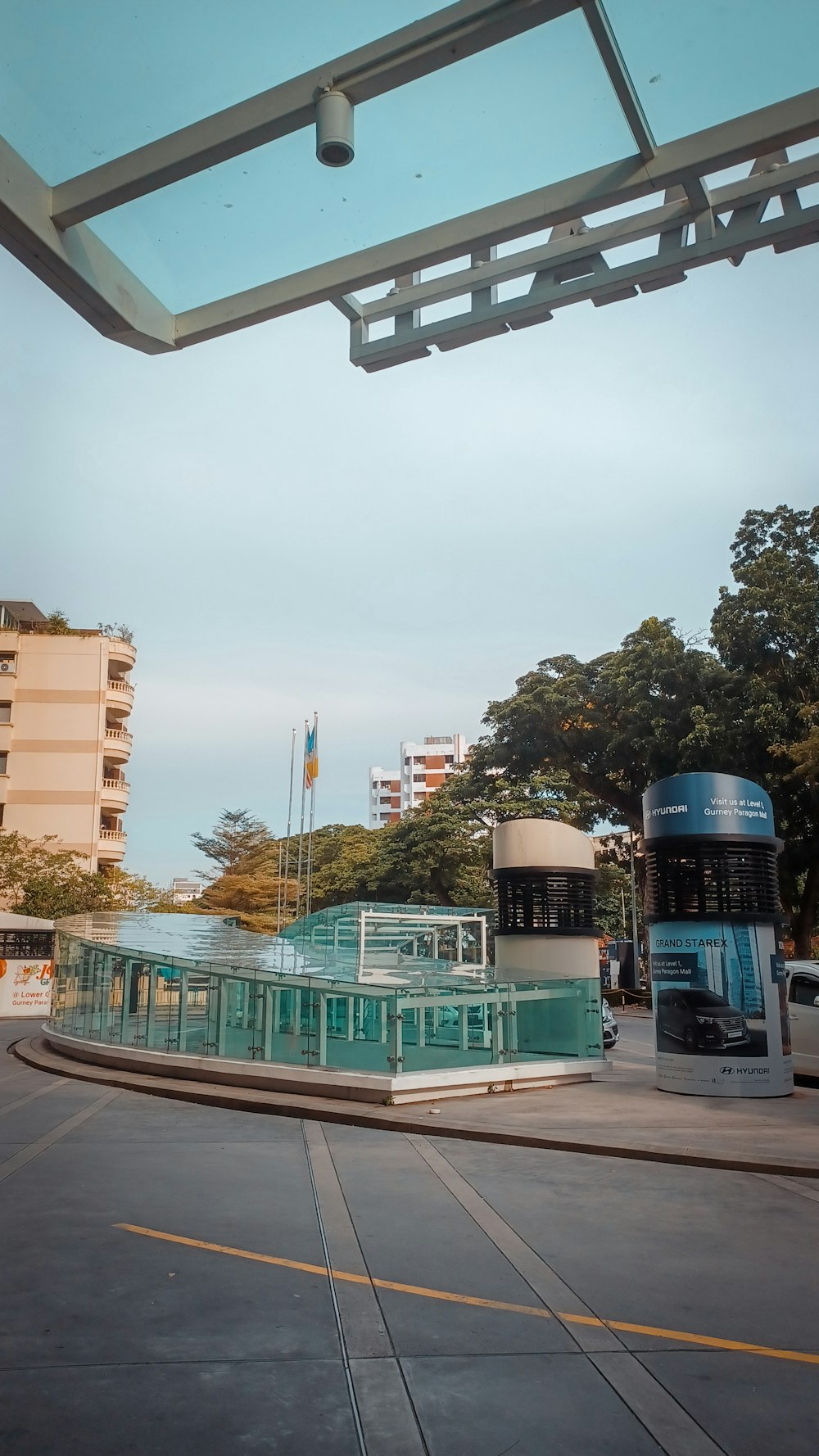 a bus stop with a bus